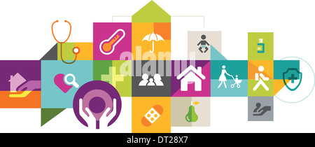 Illustrative collage of insurance over white background
