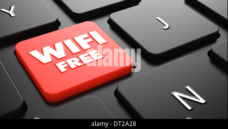 WiFi Free on Red Keyboard Button. Stock Photo