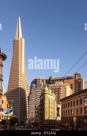 Transamerica pyramid and Columbus Tower,San Francisco,California,USA Stock Photo