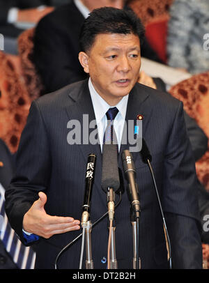 Tokyo, Japan. 5th Feb, 2014. Japan's Minister for Internal Affairs and Communications Yoshitaka Shindo attends an upper house budget committee session at the parliament in Tokyo, Japan on February 5, 2014. Credit:  AFLO/Alamy Live News Stock Photo