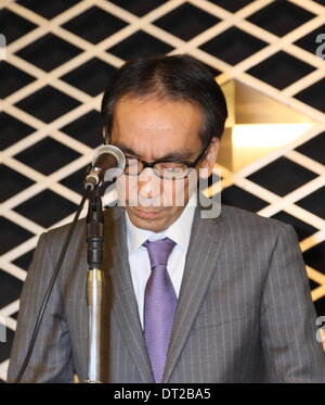 Takashi Niigaki attends a press conference in Tokyo Japan on February