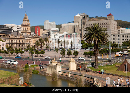 Cityscape with Castle of Good Hope moat and the City Hall, Cape Town, Western Cape, South Africa Stock Photo