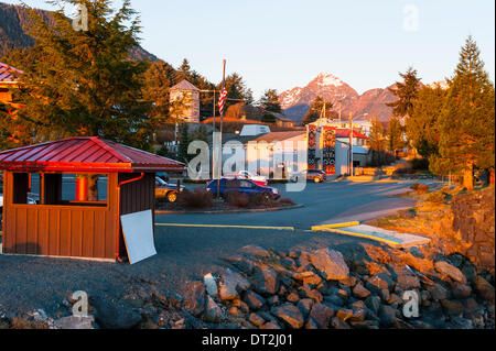 Sitka, Alaska. 6 February 2014  Street scene showing Sheet'Ka Kwa'an Naa Kahidi where the local Tlingit dancers perform on a winter's day in February with no snow. Credit:  Jeffrey Wickett - RF/Alamy Live News Stock Photo