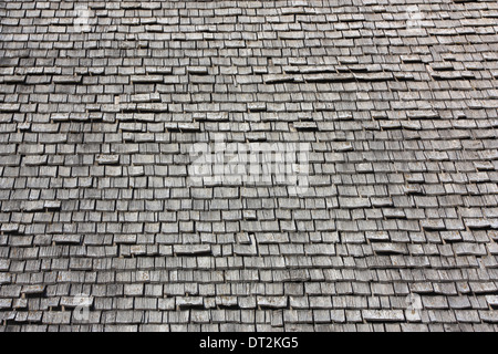 Close-up of a wooden shingle roof Stock Photo