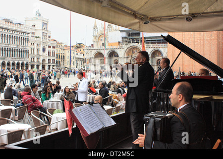 Orchestra of Caffè Florian in San Marco's square, Venice, Italy Stock Photo