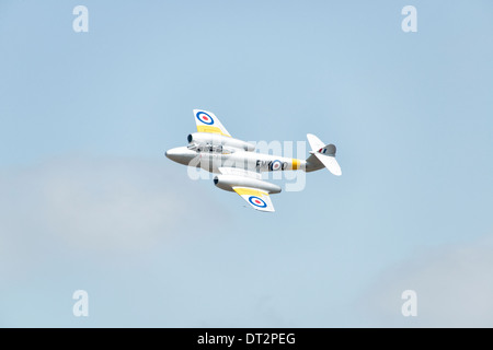 The beautifully restored Gloster Meteor WA591 of the The Classic Aircraft Trust looks superb in the air as it displays at RIAT Stock Photo