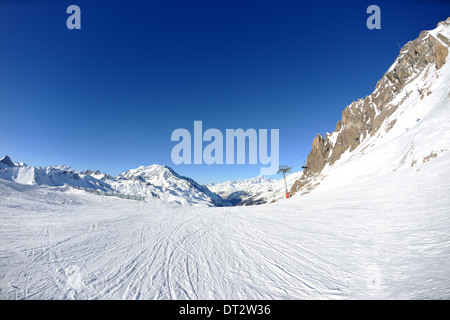 High mountains under snow in the winter Stock Photo