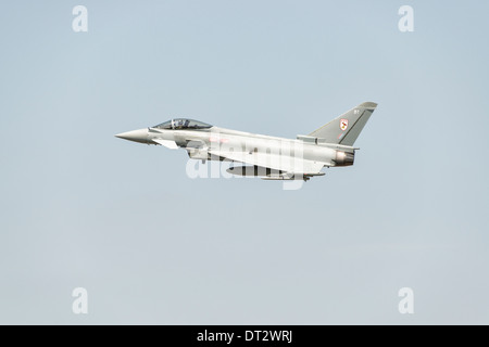 British Royal Air Force Eurofighter FGR4 Typhoon multi role fighter jet t displays at the 2013 Royal International Air Tattoo. Stock Photo