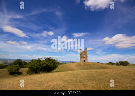 Romantic old Broadway Tower in Cotswolds, England Stock Photo