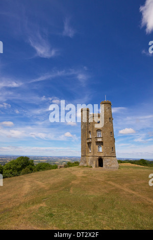 Romantic old Broadway Tower in Cotswolds, England Stock Photo