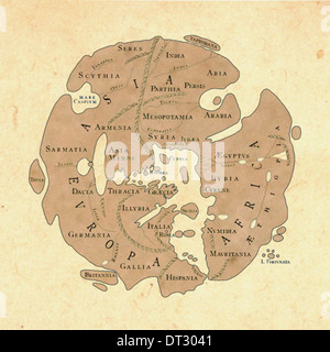 Reconstructed Roman World Map 'Orbis Terrarum' circa 20AD as commissioned by Marcus Vipsanius Agrippa Stock Photo