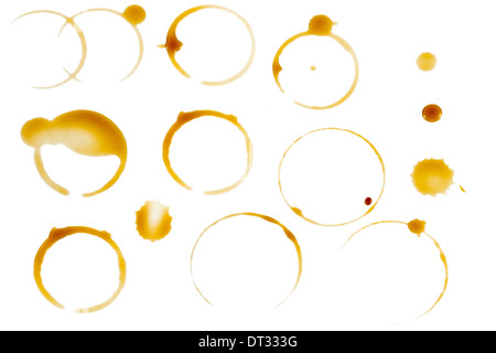 Rings of coffee cups isolated on white background Stock Photo