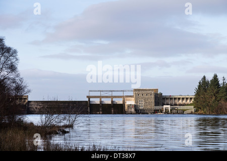 Lairg Dam on Loch Shin in the Highlands of Scotland. Stock Photo