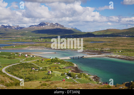 Lofoten islands in Norway during short summer north of arctic circle near town of Leknes Stock Photo