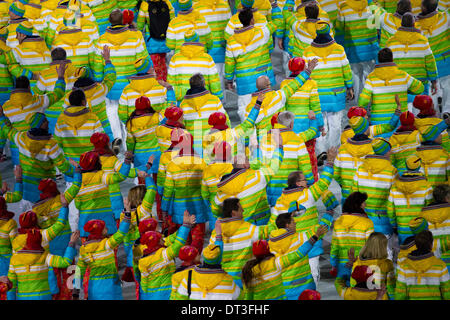 Sochi, Krasnodar Krai, Russia. 07th Feb, 2014. Uniform of the German team seen during the Opening Ceremony of the XXII Olympic Winter Games at the Fisht Olympic Stadium Credit:  Action Plus Sports Images/Alamy Live News Stock Photo