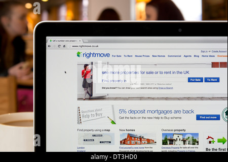 The Rightmove website shot in a coffee shop environment (Editorial use only: print, TV, e-book and editorial website).