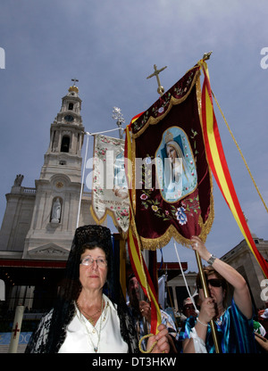 Pilgrim during the procession of Fatima in central Portugal .Thousands of pilgrims converged on Fatima Santuary to celebrate the Stock Photo
