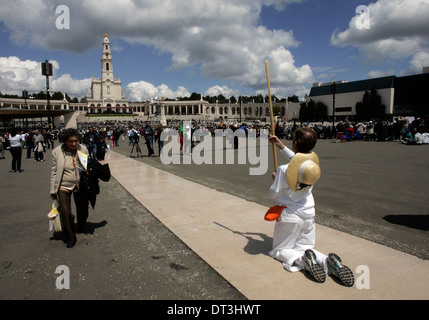 Pilgrims at Fatima Sanctuary Stock Photo