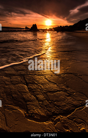 Beach Sunset, Malibu, California Stock Photo