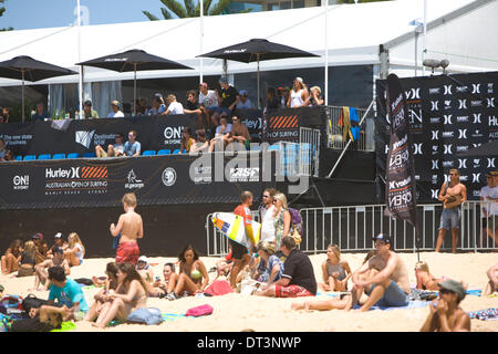 Sydney, Australia. 8th February 2014. Day One of the Hurley Australian Open of Surfing at Sydney's Iconic Manly Beach Credit:  martin berry/Alamy Live News Stock Photo