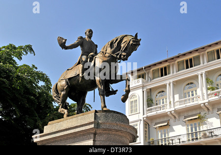 panamian General Tomas Herrera ( 1804-1854 ) equestrian statue Casco Viejo Panama city Panama Stock Photo