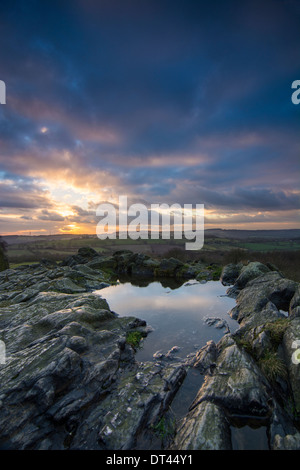 Stormy Sunset over Beacon Hill, Leicestershire. Stock Photo