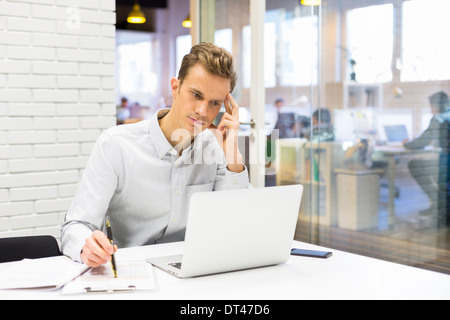 Male business computer desk start-up Stock Photo