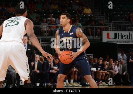 Coral Gables, FL, USA. 5th Feb, 2014. Cameron Wright #3 of Pittsburgh in action during the NCAA basketball game between the Miami Hurricanes and the Pittsburgh Panthers at the Bank United Center in Coral Gables, FL. The Panthers defeated the Hurricanes 59-55. © csm/Alamy Live News Stock Photo