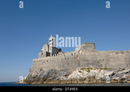 view on the san Pietro church in Portovenere, Liguria Stock Photo