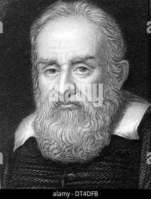 GALILEO GALILEI (1564-1642) Italian mathematician and astronomer in an engraving based on the 1636 painting by Justus Sustermans Stock Photo