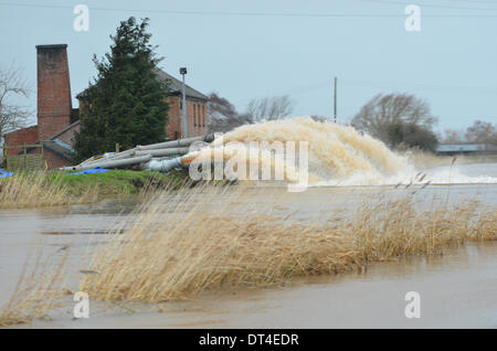 Burrowbridge, Somerset, UK. 8th February 2014.  UK flooding in Burrowbridge in Somerset,Robert Timoney/AlamyLiveNews.