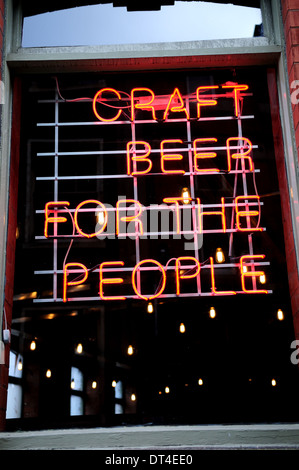 Neon Sign In Public House Window,Lace Market Nottingham,UK. Stock Photo