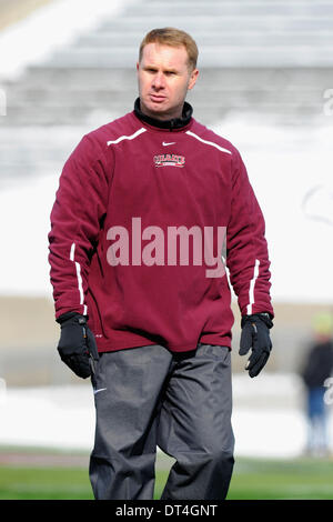 Hamilton, New York, USA. 8th Feb, 2014. February 8, 2014: Colgate Raiders head coach Mike Murphy looks on prior to an NCAA Men's Lacrosse game between the Bryant Bulldogs and the Colgate Raiders at Andy Kerr Stadium in Hamilton, New York. Colgate defeated Bryant 7-4. Rich Barnes/CSM/Alamy Live News Stock Photo