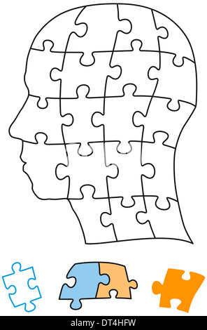 Jigsaw Puzzle Head - Illustration on white background Stock Photo - Alamy