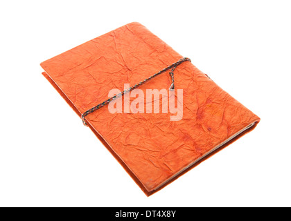 Orange Bound Journal , Isolated On white Diary Stock Photo