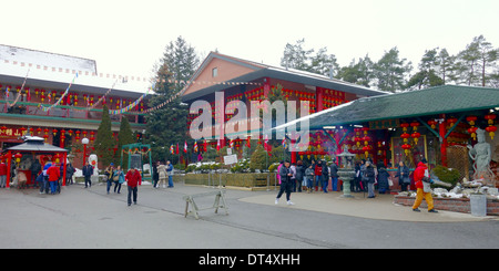 Believers visiting a Buddhist temple outside Toronto, Canada Stock Photo