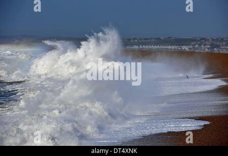 Storm, stormy weather, Chesil Beach, Portland, Dorset, Britain, UK Stock Photo