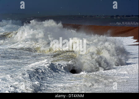 Storm, stormy weather, Chesil Beach, Portland, Dorset, Britain, UK Stock Photo