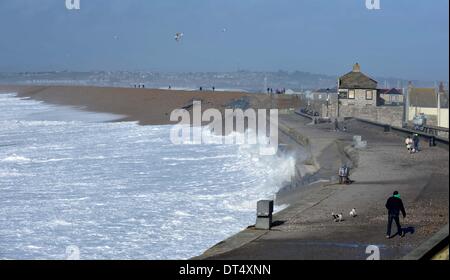 Storm, stormy weather, Chesil Beach, Portland, Dorset, Britain, UK Stock Photo