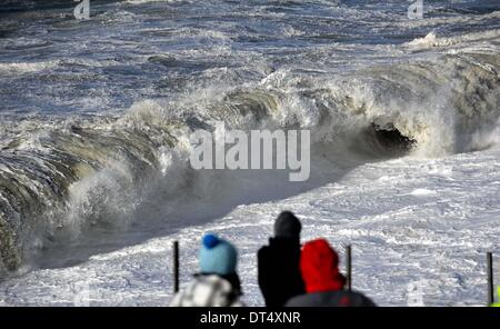 Storm, stormy weather, Chesil Beach, Portland, Dorset, Britain, UK Stock Photo