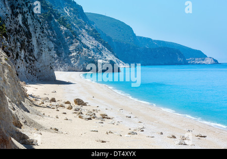Beautiful summer white Egremni beach on Ionian Sea (Lefkada, Greece) Stock Photo