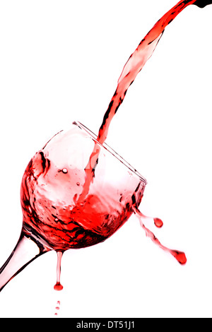One glass with red wine isolated on white backround Stock Photo