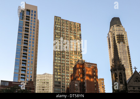 Skyscrapers seen from along the Magnificent Mile on North Michigan Avenue, Chicago, Illinois Stock Photo