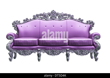 Baroque sofa with tpink worker strikes Stock Photo