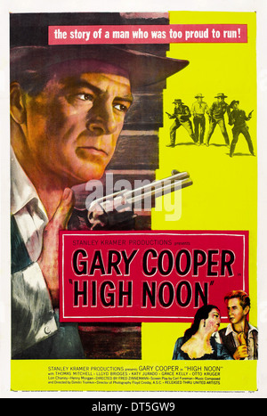 GARY COOPER, KATY JURADO, LLOYD BRIDGES POSTER, HIGH NOON, 1952 Stock Photo