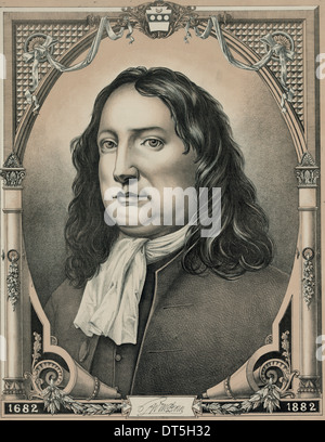 William Penn, entrepreneur, philosopher, Quaker, 1644 - 1718 Stock Photo