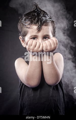 child rocker dress and funny expressions crested Stock Photo