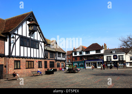 The Guildhall and market square, Sandwich town, Kent County; England; UK Stock Photo