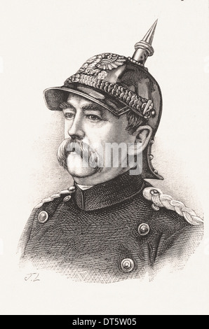 Portrait of Otto Eduard Leopold von Bismarck - French engraving XIX th century Stock Photo