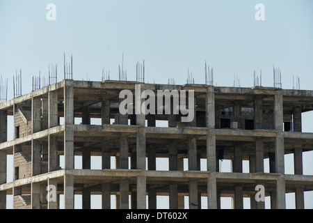 Indian apartment block under construction.Puttaparthi, Andhra Pradesh, India Stock Photo